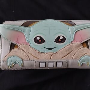 Baby Yoda Wallet with Green and Beige Design